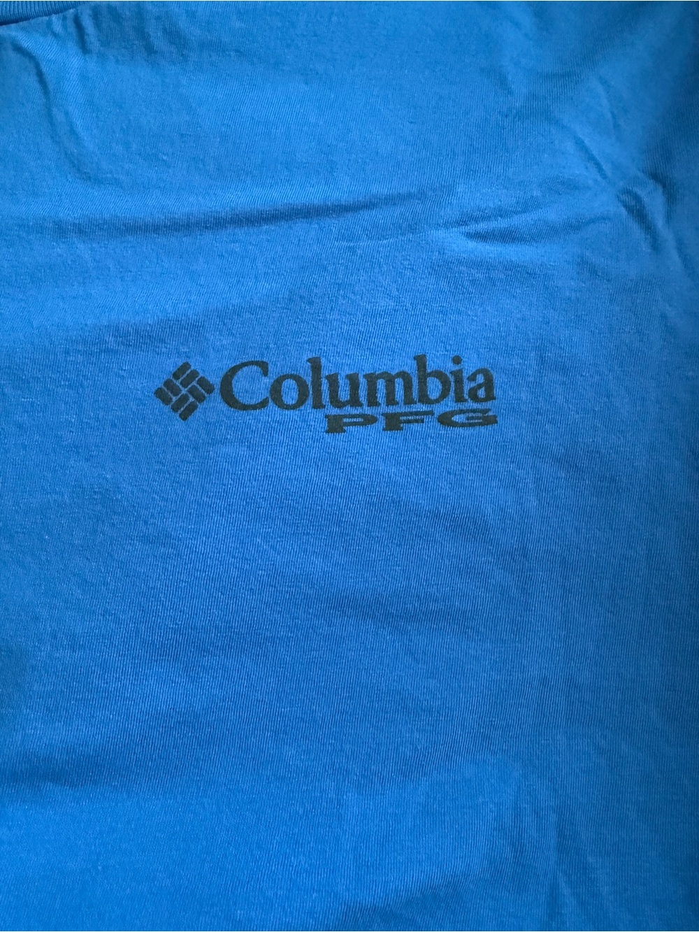 Columbia Short-Sleeve PFG Tee in Bright Blue with Black Logo